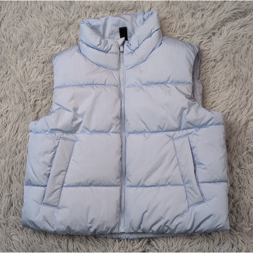All In Motion Vest Girls L Blue Puffer Zip Up Warm Pockets Cozy Athletic